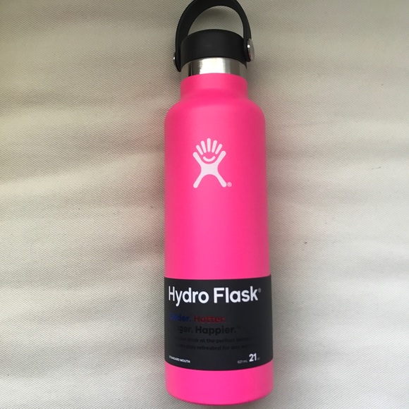 hot pink hydro flask with stickers